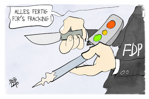 Cartoon: Fracking (medium) by Kostas Koufogiorgos tagged karikatur,koufogiorgos,fracking,ampel,fdp,bohrer,karikatur,koufogiorgos,fracking,ampel,fdp,bohrer