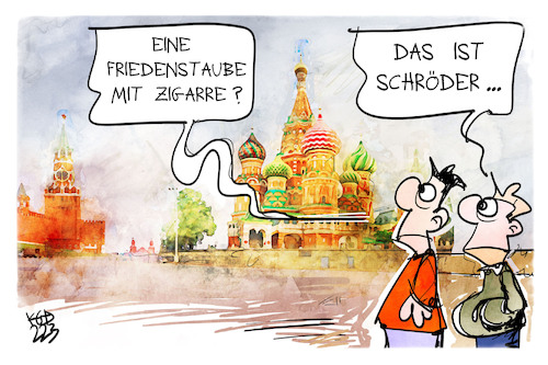 Cartoon: Friedensbringer Schröder (medium) by Kostas Koufogiorgos tagged karikatur,koufogiorgos,schröder,putin,friedenstaube,zigarre,diplomatie,karikatur,koufogiorgos,schröder,putin,friedenstaube,zigarre,diplomatie