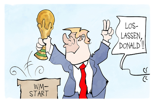Cartoon: Fußball-WM (medium) by Kostas Koufogiorgos tagged karikatur,koufogiorgos,wm,fußball,trump,pokal,usa,karikatur,koufogiorgos,wm,fußball,trump,pokal,usa