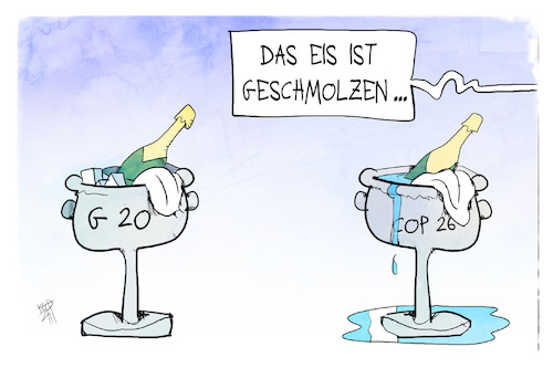 Cartoon: G20 und COP26 (medium) by Kostas Koufogiorgos tagged karikatur,koufogiorgos,illustration,cartoon,g20,cop26,erderwärmung,schmelzen,eis,klima,karikatur,koufogiorgos,illustration,cartoon,g20,cop26,erderwärmung,schmelzen,eis,klima