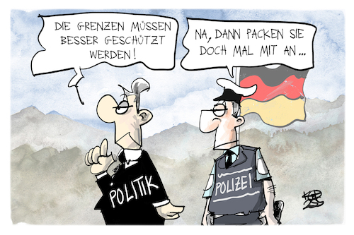 Cartoon: Grenzen sichern (medium) by Kostas Koufogiorgos tagged koufogiorgos,grenze,polizei,politik,hilfe,arbeit,koufogiorgos,grenze,polizei,politik,hilfe,arbeit