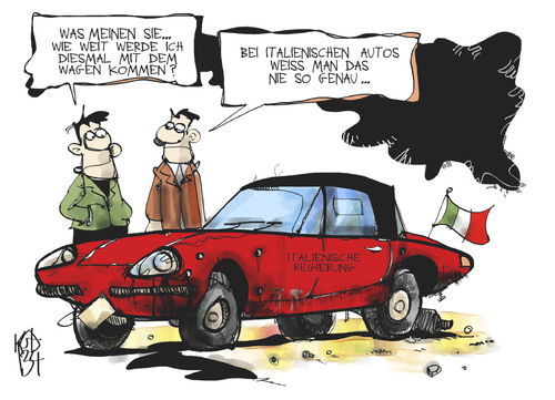 Cartoon: Italien (medium) by Kostas Koufogiorgos tagged koufogiorgos,karikatur,koalition,stabilität,auto,regierung,italien,italien,regierung,auto,stabilität,koalition,karikatur,koufogiorgos