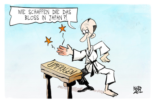 Cartoon: Japan (medium) by Kostas Koufogiorgos tagged karikatur,koufogiorgos,japan,merz,karate,umfrage,regierung,karikatur,koufogiorgos,japan,merz,karate,umfrage,regierung