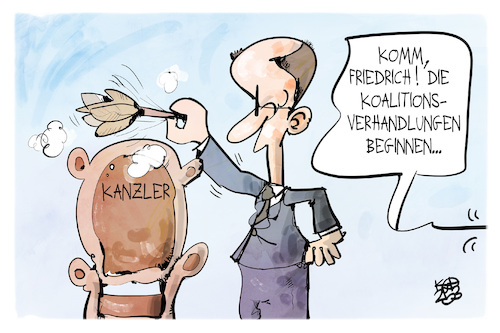 Cartoon: Koalitionsverhandlungen (medium) by Kostas Koufogiorgos tagged karikatur,koufogiorgos,koalitionsverhandlung,kanzler,stuhl,merz,abstauben,karikatur,koufogiorgos,koalitionsverhandlung,kanzler,stuhl,merz,abstauben