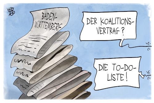 Cartoon: Koalitionsvertrag (medium) by Kostas Koufogiorgos tagged karikatur,koufogiorgos,baden,wuerttemberg,karikatur,koufogiorgos,baden,wuerttemberg