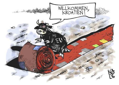 Cartoon: Kroatien (medium) by Kostas Koufogiorgos tagged eu,europa,kroatien,stier,mitglied,karikatur,koufogiorgos,balkan,eu,europa,kroatien,stier,mitglied,karikatur,koufogiorgos,balkan