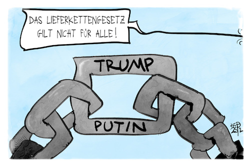 Cartoon: Lieferkettengesetz (medium) by Kostas Koufogiorgos tagged karikatur,koufogiorgos,trump,putin,ketten,europa,lieferkettengesetz,karikatur,koufogiorgos,trump,putin,ketten,europa,lieferkettengesetz
