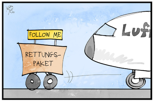 Cartoon: Lufthansa-Rettung (medium) by Kostas Koufogiorgos tagged karikatur,koufogiorgos,illustration,cartoon,lufthansa,rettungspaket,hilfspaket,wirtschaft,followme,airline,geld,hilfe,karikatur,koufogiorgos,illustration,cartoon,lufthansa,rettungspaket,hilfspaket,wirtschaft,followme,airline,geld,hilfe