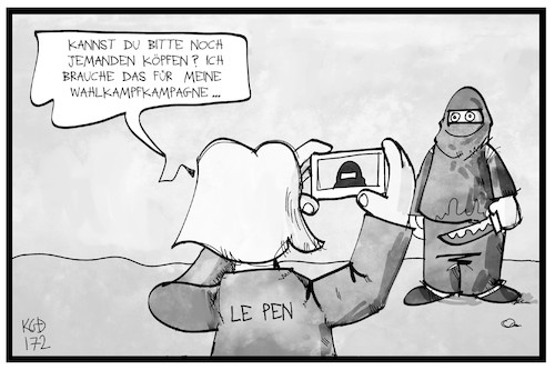 Cartoon: Marine Le Pen (medium) by Kostas Koufogiorgos tagged karikatur,koufogiorgos,illustration,cartoon,le,pen,front,national,immunität,is,gewalt,foto,frankreich,terrorismus,karikatur,koufogiorgos,illustration,cartoon,le,pen,front,national,immunität,is,gewalt,foto,frankreich,terrorismus