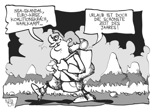 Cartoon: Merkel im Urlaub (medium) by Kostas Koufogiorgos tagged nsa,merkel,affäre,skandal,euro,krise,wahlkampf,urlaub,südtirol,karikatur,koufogiorgos,nsa,merkel,affäre,skandal,euro,krise,wahlkampf,urlaub,südtirol,karikatur,koufogiorgos