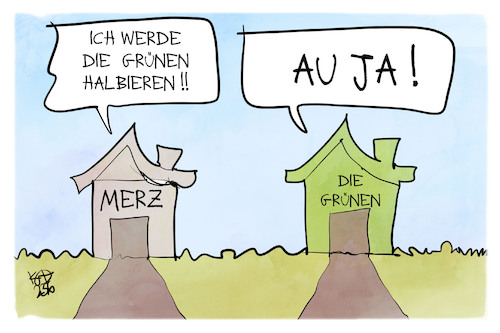 Cartoon: Merz gegen die Grünen (medium) by Kostas Koufogiorgos tagged karikatur,koufogiorgos,merz,gruene,partei,karikatur,koufogiorgos,merz,gruene,partei