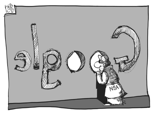 Cartoon: NSA und Google (medium) by Kostas Koufogiorgos tagged nsa,google,spionage,geheimdienst,agent,usa,internet,karikatur,koufogiorgos,nsa,google,spionage,geheimdienst,agent,usa,internet,karikatur,koufogiorgos