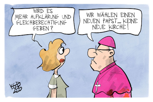 Cartoon: Papstwahl (medium) by Kostas Koufogiorgos tagged karikatur,koufogiorgos,papstwahl,kirche,kardinal,wahl,reform,aufklärung,frau,karikatur,koufogiorgos,papstwahl,kirche,kardinal,wahl,reform,aufklärung,frau