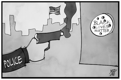 Cartoon: Polizeigewalt (medium) by Kostas Koufogiorgos tagged karikatur,koufogiorgos,illustration,cartoon,rassismus,blm,black,lives,matter,polizei,usa,polizeigewalt,karikatur,koufogiorgos,illustration,cartoon,rassismus,blm,black,lives,matter,polizei,usa,polizeigewalt