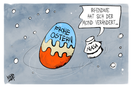 Cartoon: Reise zum Mond (medium) by Kostas Koufogiorgos tagged karikatur,koufogiorgos,mond,reise,osterei,artemis,raumfahrt,karikatur,koufogiorgos,mond,reise,osterei,artemis,raumfahrt