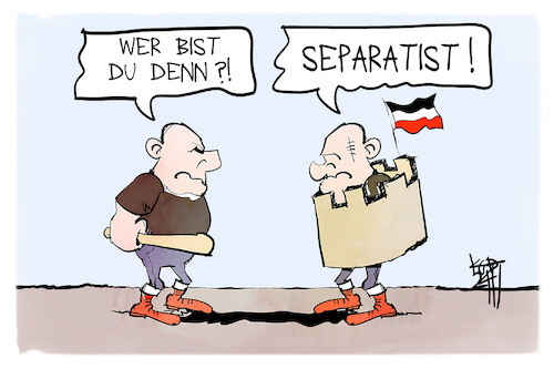 Cartoon: Sächsische Separatisten (medium) by Kostas Koufogiorgos tagged karikatur,koufogiorgos,sachsen,separatismus,rechtsextremismus,mauer,terrorismus,karikatur,koufogiorgos,sachsen,separatismus,rechtsextremismus,mauer,terrorismus