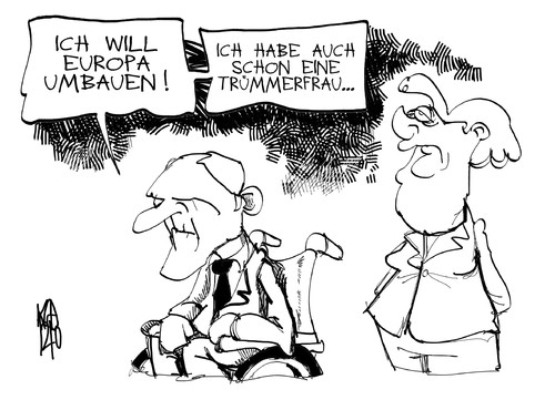 Cartoon: Schäuble und die Trümmerfrau (medium) by Kostas Koufogiorgos tagged schäuble,merkel,europa,trümmerfrau,krise,karikatur,kostas,koufogiorgos,schäuble,merkel,europa,trümmerfrau,krise,karikatur,kostas,koufogiorgos