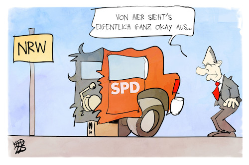 Cartoon: SPD-Schlappe (medium) by Kostas Koufogiorgos tagged karikatur,koufogiorgos,spd,auto,scholz,schrott,nrw,landtagswahl,karikatur,koufogiorgos,spd,auto,scholz,schrott,nrw,landtagswahl