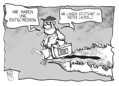 Cartoon: Stuttgart 21 (medium) by Kostas Koufogiorgos tagged stuttgart,21,bahn,abgrund,bahnhof,karikatur,kostas,koufogiorgos,stuttgart,21,bahn,abgrund,bahnhof,karikatur,kostas,koufogiorgos