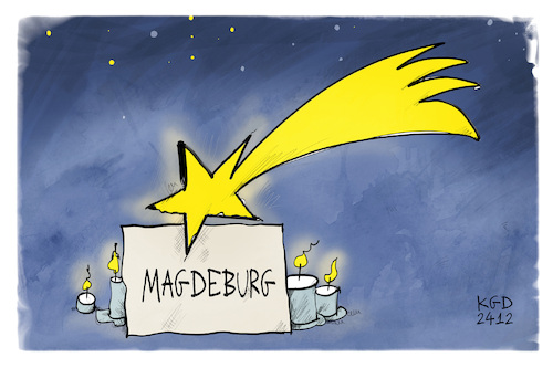 Cartoon: Trauer in Magdeburg (medium) by Kostas Koufogiorgos tagged karikatur,koufogiorgos,magdeburg,weihnachten,stern,trauer,kerzen,karikatur,koufogiorgos,magdeburg,weihnachten,stern,trauer,kerzen