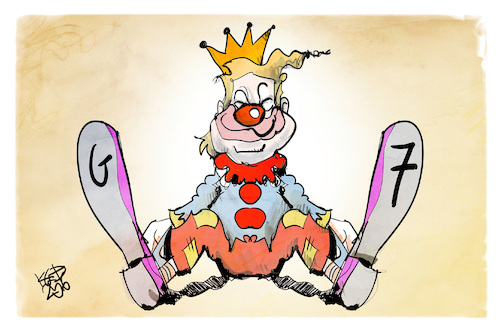 Cartoon: Trump beim G7-Gipfel (medium) by Kostas Koufogiorgos tagged karikatur,koufogiorgos,trump,g7,clown,narr,karikatur,koufogiorgos,trump,g7,clown,narr