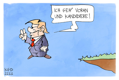 Cartoon: Trump kandidiert (medium) by Kostas Koufogiorgos tagged karikatur,koufogiorgos,trump,usa,republikaner,kandidatur,abgrund,wahl,karikatur,koufogiorgos,trump,usa,republikaner,kandidatur,abgrund,wahl