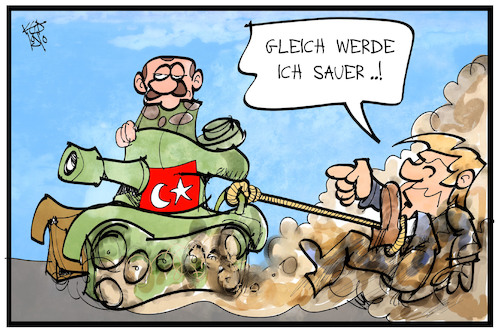 Cartoon: Trump und Erdogan (medium) by Kostas Koufogiorgos tagged karikatur,koufogiorgos,illustration,cartoon,trump,erdogan,panzer,syrien,krieg,konflikt,karikatur,koufogiorgos,illustration,cartoon,trump,erdogan,panzer,syrien,krieg,konflikt