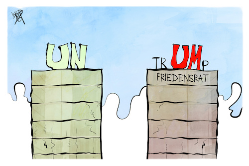 Cartoon: Trumps Friedensrat (medium) by Kostas Koufogiorgos tagged karikatur,koufogiorgos,trump,un,friedensrat,usa,konkurrenz,karikatur,koufogiorgos,trump,un,friedensrat,usa,konkurrenz