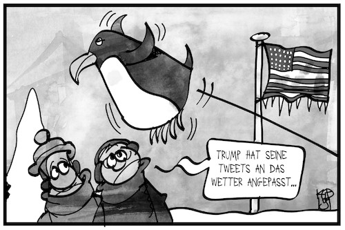 Cartoon: Trumps Winter-Tweets (medium) by Kostas Koufogiorgos tagged karikatur,koufogiorgos,illustration,cartoon,pinguin,twitter,usa,wetter,kälte,trump,tweets,winter,karikatur,koufogiorgos,illustration,cartoon,pinguin,twitter,usa,wetter,kälte,trump,tweets,winter