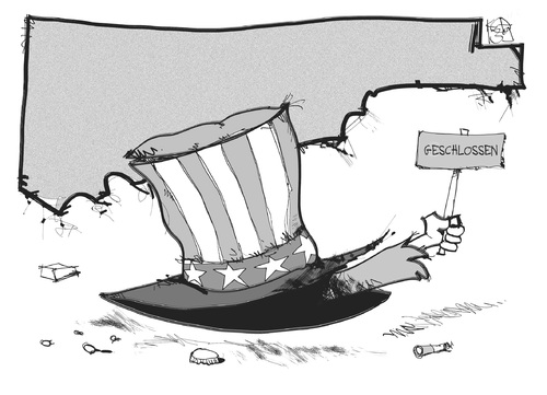 Cartoon: USA (medium) by Kostas Koufogiorgos tagged usa,shutdown,wirtschaft,geschlossen,karikatur,koufogiorgos,usa,shutdown,wirtschaft,geschlossen,karikatur,koufogiorgos