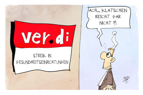 Cartoon: ver.di-Streik (medium) by Kostas Koufogiorgos tagged karikatur,koufogiorgos,illustration,cartoon,impfstatus,verdi,streik,gewerkschaft,gesundheitswesen,klatschen,michel,tarif,karikatur,koufogiorgos,illustration,cartoon,impfstatus,verdi,streik,gewerkschaft,gesundheitswesen,klatschen,michel,tarif