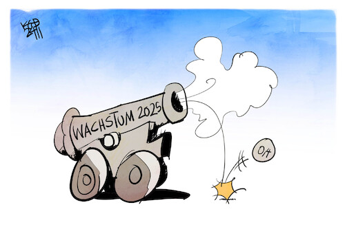 Cartoon: Wachstum (medium) by Kostas Koufogiorgos tagged karikatur,koufogiorgos,wachstum,kanone,rohrkrepierer,wirtschaft,karikatur,koufogiorgos,wachstum,kanone,rohrkrepierer,wirtschaft