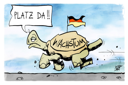 Cartoon: Wachstum (medium) by Kostas Koufogiorgos tagged karikatur,koufogiorgos,wachstum,schildkröte,rennen,geschwindigkeit,wirtschaft,karikatur,koufogiorgos,wachstum,schildkröte,rennen,geschwindigkeit,wirtschaft