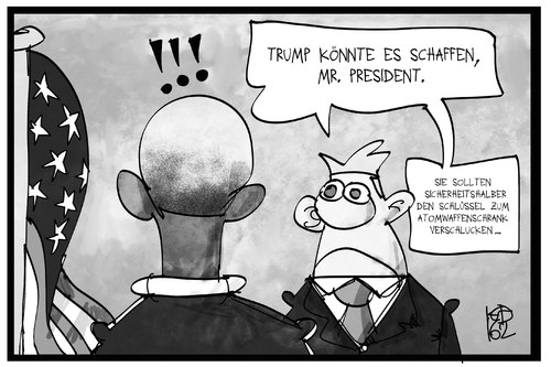 Cartoon: Wenn Trump gewinnt... (medium) by Kostas Koufogiorgos tagged karikatur,koufogiorgos,illustration,cartoon,obama,trump,praesident,usa,atomwaffen,schluessel,wahl,wahlsieger,republikaner,politik,karikatur,koufogiorgos,illustration,cartoon,obama,trump,praesident,usa,atomwaffen,schluessel,wahl,wahlsieger,republikaner,politik