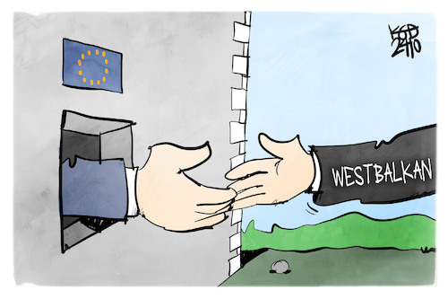 Cartoon: Westbalkan-Konferenz (medium) by Kostas Koufogiorgos tagged karikatur,koufogiorgos,westbalkan,eu,europa,beitritt,mauer,karikatur,koufogiorgos,westbalkan,eu,europa,beitritt,mauer