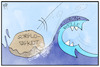 Cartoon: 2. Corona-Welle (small) by Kostas Koufogiorgos tagged karikatur,koufogiorgos,cartoon,illustration,corona,welle,wasser,meer,pandemie,virus,sorglosigkeit,gefahr,tsunami