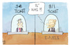 Cartoon: 9 Euro-Ticket vs. 911-Ticket (small) by Kostas Koufogiorgos tagged karikatur,koufogiorgos,euro,lindner,porsche,bahn,ticket,auto,lobbyismus