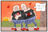 Cartoon: AfD und Pegida (small) by Kostas Koufogiorgos tagged karikatur,koufogiorgos,illustration,cartoon,afd,pegida,annäherung,ehe,liebe,zusammenschluss,populismus