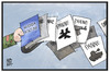 Cartoon: Agenda Rüstung (small) by Kostas Koufogiorgos tagged karikatur,koufogiorgos,illustration,cartoon,agenda,ruestung,panzer,flugzeug,g36,gewehr,a400m,puma,bundeswehr