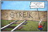Cartoon: Bahnstreik (small) by Kostas Koufogiorgos tagged karikatur,koufogiorgos,illustration,cartoon,bahn,streik,gdl,mauer,gleise,schiene,mauerfall,arbeitskampf,lokführer