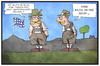 Cartoon: Bayern und Thüringen (small) by Kostas Koufogiorgos tagged karikatur,koufogiorgos,illustration,cartoon,mauer,bayern,thüringer,links,ministerpräsident,linke,csu,politik