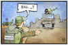 Cartoon: Bundeswehr (small) by Kostas Koufogiorgos tagged karikatur,koufogiorgos,illustration,cartoon,bundeswehr,irak,is,terrorist,panne,anhalter,soldat,militär,politik