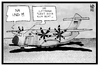 Cartoon: Bundeswehr am Boden (small) by Kostas Koufogiorgos tagged karikatur,koufogiorgos,illustration,cartoon,bundeswehr,lufthansa,piloten,streik,fliegen,boden,kriegsgerät,rüstung,armee,luftwaffe,militär
