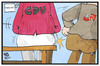 Cartoon: CDU und AfD (small) by Kostas Koufogiorgos tagged karikatur,koufogiorgos,illustration,cartoon,cdu,afd,bank,rutschen,profil,konservativ,partei,politik
