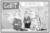 Cartoon: CeBIT (small) by Kostas Koufogiorgos tagged karikatur koufogiorgos illustration cartoon cebit technik messe hannover trump modell hände schütteln merkel wirtschaft