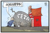 Cartoon: CETA und die SPD (small) by Kostas Koufogiorgos tagged karikatur,koufogiorgos,illustration,cartoon,ceta,freinhandel,abkommen,kanada,spd,gabriel,partei,konvent,politik,wirtschaft