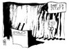 Cartoon: Claudia Roth (small) by Kostas Koufogiorgos tagged grüne,claudia,roth,bündnis,90,partei,parteitag,vorsitzende,bühne,vorhang,rede,karikatur,wahl,kostas,koufogiorgos