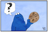 Cartoon: Cookies (small) by Kostas Koufogiorgos tagged karikatur,koufogiorgos,illustration,cartoon,cookies,krümelmonster,kekse,zustimmung,daten,internet,sicherheit,programm,digital