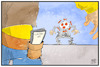 Cartoon: Corona-App (small) by Kostas Koufogiorgos tagged karikatur,koufogiorgos,illustration,cartoon,corona,app,wildwest,angriff,zweikampf,virus,pandemie,technik,smartphone,digitalisierung