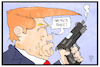 Cartoon: Das Prinzip Trump (small) by Kostas Koufogiorgos tagged karikatur,koufogiorgos,illustration,cartoon,trump,pressekonferenz,waffe,usa,präsident,gewalt,medien,pistole